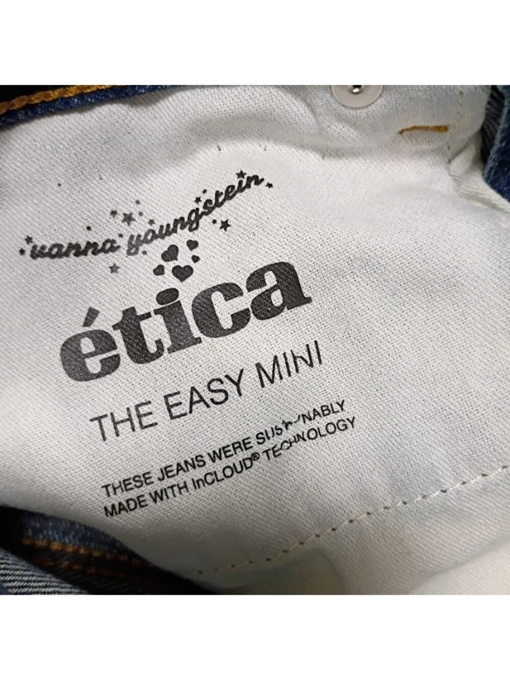 Ética Womens Denim Mini Skirt Blue Size 24 Organic Cotton Studded Frayed Hem New - Picture 14 of 15